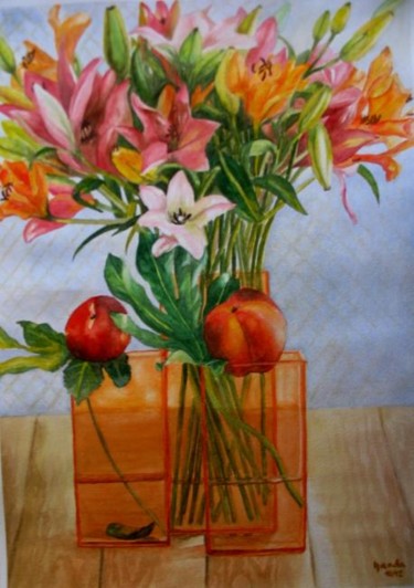 Pintura intitulada "Jars with flowers" por Fernanda Costa, Obras de arte originais