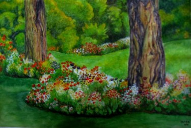 Pintura intitulada "Flowery field" por Fernanda Costa, Obras de arte originais