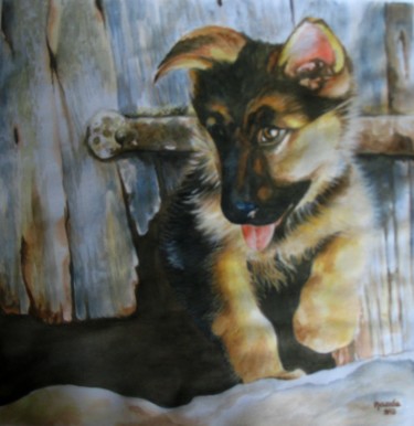 Painting titled "Dog" by Fernanda Costa, Original Artwork