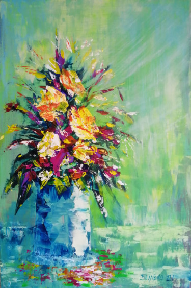 Painting titled "Spring:blooming:in…" by Valerie Kraplia, Original Artwork, Acrylic