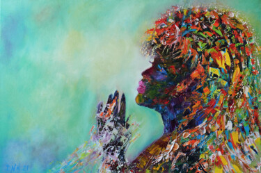 Painting titled "She who believes" by Valerie Kraplia, Original Artwork, Oil
