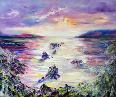 Painting titled "My sea:before sunset" by Valerie Kraplia, Original Artwork, Oil