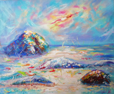 Painting titled "My sea:summer thund…" by Valerie Kraplia, Original Artwork, Oil