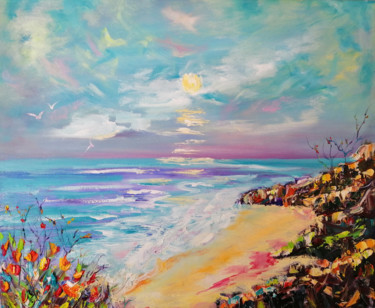 Painting titled "My sea:my place of…" by Valerie Kraplia, Original Artwork, Oil