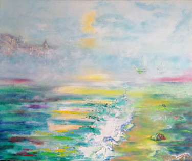 Painting titled "My sea:the mist" by Valerie Kraplia, Original Artwork, Oil