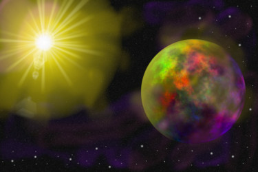 Planet Digitale Künste mit dem Titel "Planet" von Angela Hanley, Original-Kunstwerk, Digitale Malerei