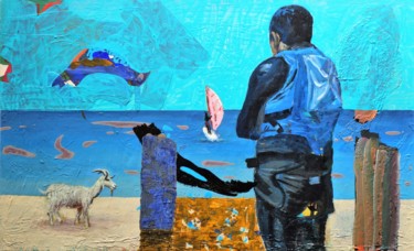 Malerei mit dem Titel "Surfer" von Tilman Flatt, Original-Kunstwerk, Acryl