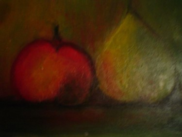 Painting titled "pomme et poire" by Monique Copolata, Original Artwork, Acrylic Mounted on Wood Stretcher frame