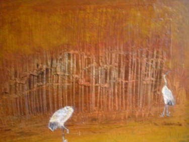 Peinture intitulée "les bambous" par Monique Copolata, Œuvre d'art originale, Acrylique