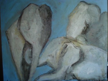 Peinture intitulée "les elephants" par Monique Copolata, Œuvre d'art originale