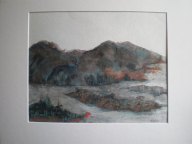 Painting titled "rivière" by Monique Copolata, Original Artwork, Watercolor