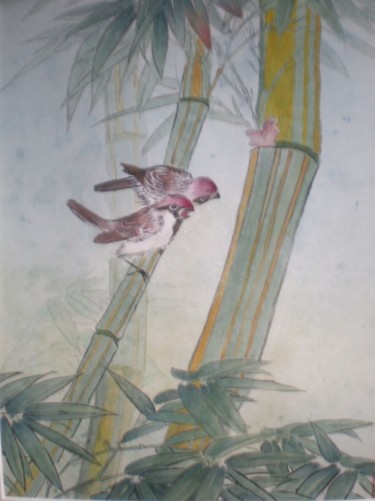 Malerei mit dem Titel "oiseau" von Monique Copolata, Original-Kunstwerk, Andere