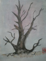 Painting titled "arbre en hiver" by Monique Copolata, Original Artwork