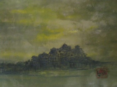 Pintura intitulada "paysage" por Monique Copolata, Obras de arte originais, Aquarela