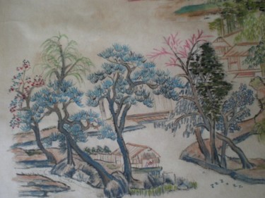 Painting titled "paysage chinois" by Monique Copolata, Original Artwork
