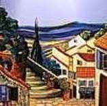 Peinture intitulée "le vieux village" par Andre Copens, Œuvre d'art originale