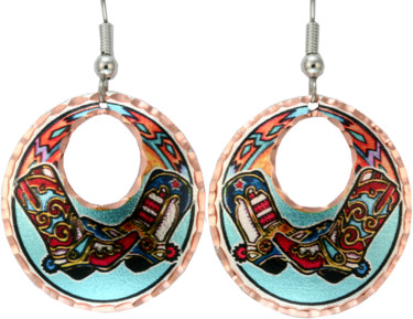 Artisanat intitulée "Cowboy Boots Earrin…" par Jenn Webb, Œuvre d'art originale, Bijoux