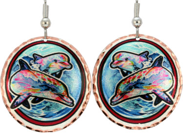 Artisanat intitulée "Dolphin Earrings in…" par Jenn Webb, Œuvre d'art originale, Bijoux