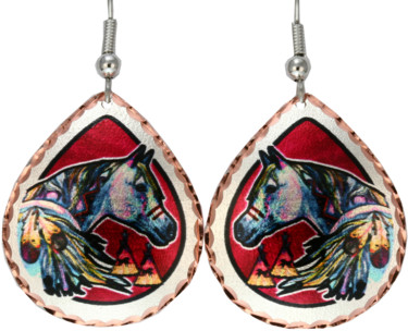 Ambacht getiteld "Native Horse Earrin…" door Jenn Webb, Origineel Kunstwerk, Juwelen