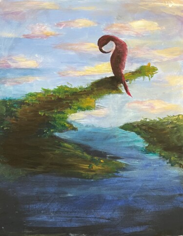 Malerei mit dem Titel "Slipper Slope" von Cora Fick, Original-Kunstwerk, Acryl