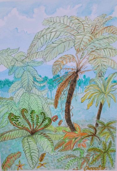 "Foret Tropicale" başlıklı Tablo Coralie Chevalier tarafından, Orijinal sanat, Suluboya