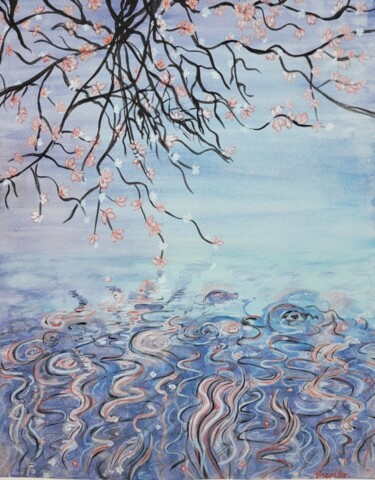 Ζωγραφική με τίτλο "Le Reflet" από Coralie Chevalier, Αυθεντικά έργα τέχνης, Ακουαρέλα