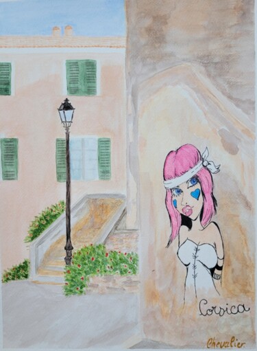 Painting titled "Corsica" by Coralie Chevalier, Original Artwork, Watercolor