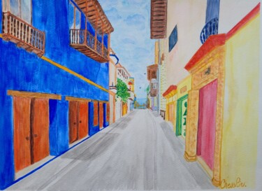 Schilderij getiteld "Cartagena" door Coralie Chevalier, Origineel Kunstwerk, Aquarel