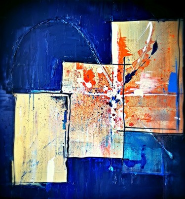 Peinture intitulée "L'élégance du bleu…" par Coraline Ravidat, Œuvre d'art originale, Acrylique