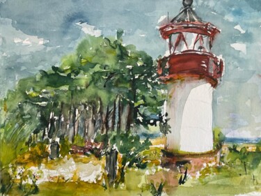 Painting titled "Leuchtturm" by Corason, Original Artwork, Watercolor