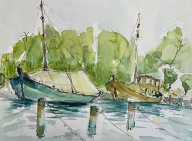 Painting titled "Spiegelung" by Corason, Original Artwork, Watercolor