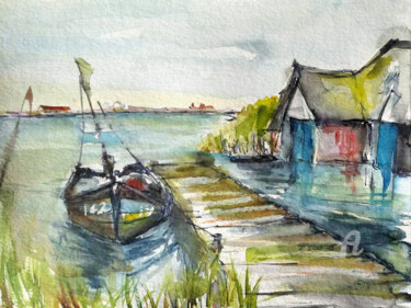 Idylle Malerei mit dem Titel "Idylle" von Corason, Original-Kunstwerk, Aquarell