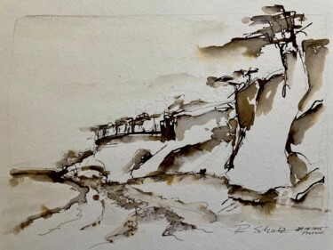 Malerei mit dem Titel "Steilküste Prerow" von Corason, Original-Kunstwerk, Tinte