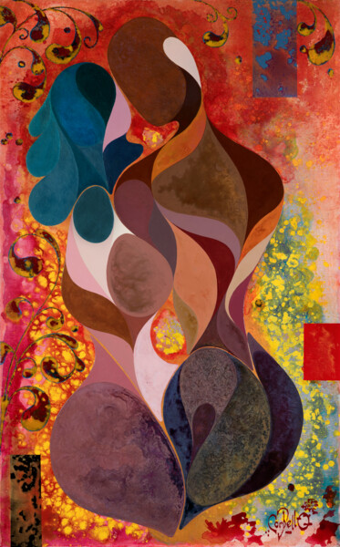 Peinture intitulée "Les Amoureux" par Corbello, Œuvre d'art originale, Acrylique Monté sur Châssis en bois