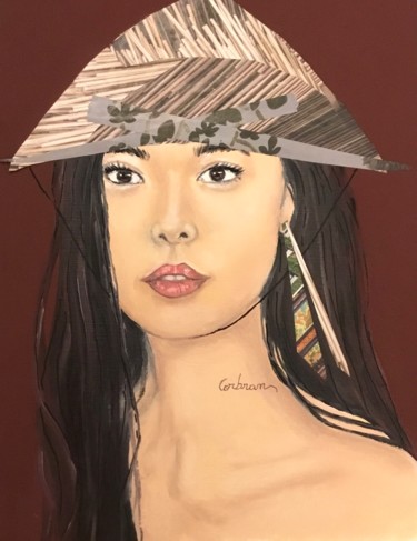 Peinture intitulée "Jeune fille vietnam…" par Marjorie Corbran, Œuvre d'art originale, Huile Monté sur Carton