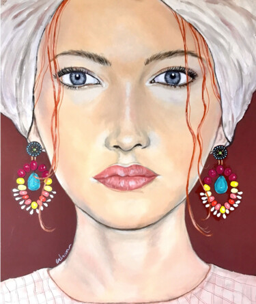 Painting titled "Esmeralda" by Marjorie Corbran, Original Artwork, Oil Mounted on Wood Stretcher frame