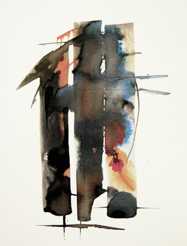 Painting titled "Abstract painting 2…" by Marjorie Corbran, Original Artwork, Ink Mounted on Cardboard