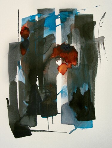 Peinture intitulée "Abstract painting 4…" par Marjorie Corbran, Œuvre d'art originale, Encre Monté sur Carton