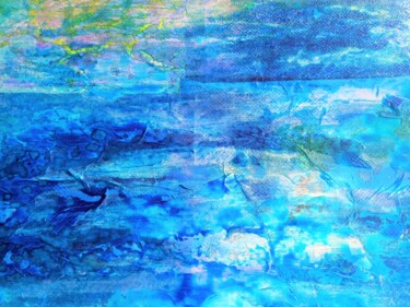 Collagen mit dem Titel "Zone bleue" von Coriandre, Original-Kunstwerk, Tinte