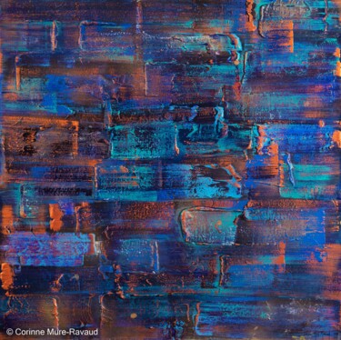 Painting titled "Bleu Saphir" by Corinne Mure-Ravaud, Original Artwork, Acrylic