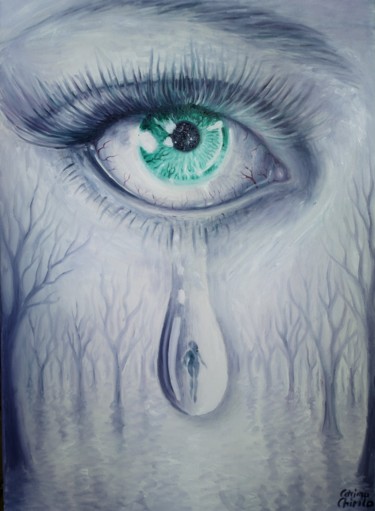 Pintura intitulada "Tears for a lost lo…" por Corina Chirila, Obras de arte originais, Óleo
