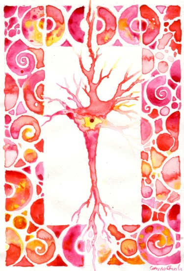 Peinture intitulée "Neuron" par Corina Chirila, Œuvre d'art originale, Aquarelle