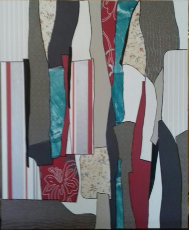 「Collages」というタイトルのコラージュ Corine Jailinによって, オリジナルのアートワーク, コラージュ ウッドストレッチャーフレームにマウント