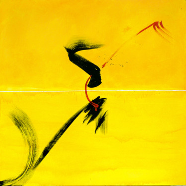 Painting titled "2011-Yellow-2-Acryl…" by Corine Sylvia Congiu, Original Artwork, Acrylic Mounted on Wood Stretcher frame
