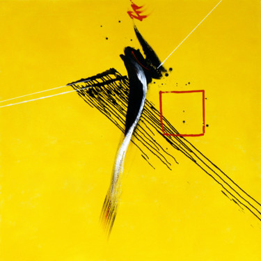 Painting titled "2011-Yellow-4-Acryl…" by Corine Sylvia Congiu, Original Artwork, Acrylic Mounted on Wood Stretcher frame
