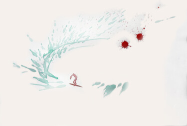 Dibujo titulada "La vague" por Corine Sylvia Congiu, Obra de arte original, Tinta