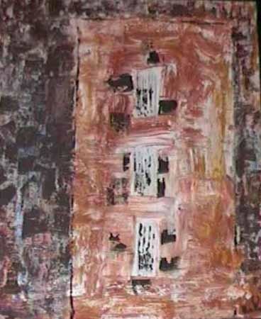 Peinture intitulée "Fenêtres sur Niamey" par Corine Belec, Œuvre d'art originale, Huile