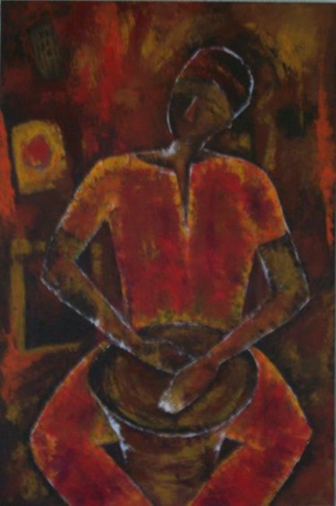 Painting titled "Djembé Man" by Corine Belec, Original Artwork