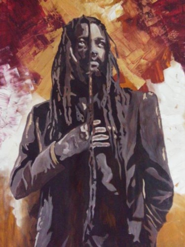 Painting titled "Lucky Dube" by Corine Belec, Original Artwork