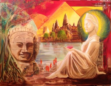 Schilderij getiteld "Angkor" door Corine Dardel, Origineel Kunstwerk, Olie